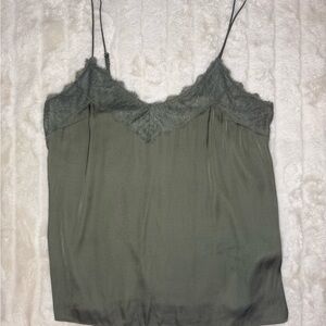 Elegant Green Lace Trim Cami Top